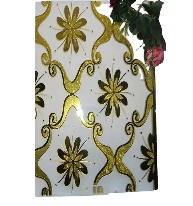 Acid Etched Titanium Ice Flower Glass Design For Interior Door