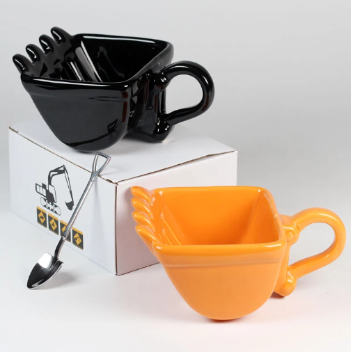 Tazza personalizzata con nome, design di cantiere, design di escavatore, smalto o ceramica, tazza per bambini, vari colori - Italia