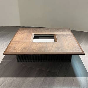 Modern Multifunctional Storage Center <strong>Table</strong> Extendable Square <strong>Walnut</strong> <strong>Coffee</strong> <strong>Table</strong> for Rustic Easy Assembly Home Furniture Metal - Product Image 2