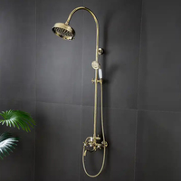 Robinet de douche mural en laiton de style rétro européen antique, mitigeur d'eau chaude et froide, style vintage