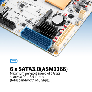 Carte mère CWWK M2 N150 Nas 6 baies, emplacement PCIe <span class=keywords><strong>3</strong></span>.0 X4, double NVMe, <span class=keywords><strong>2x</strong></span> <span class=keywords><strong>2</strong></span>.5GbE I226V LAN, 6x SATA3.0, 4C/4T, Mini ITX PC - Product Image 4