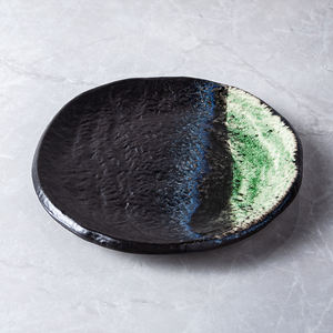 Assiette de plat principal en grès Porcelana Japandi Platos Restaurant Plat à steak Émaillé Couches de dégradés Grain Assiette à dessert vierge - Product Image 2