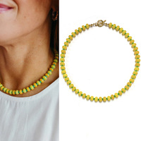 Collier ras du cou délicat d'été pour la plage, avec perles de pierres précieuses et perles de rocaille colorées, bijou superposable pour elle
