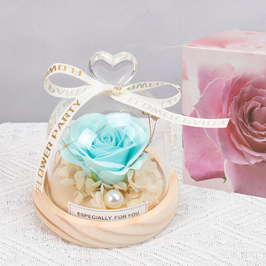Saint Valentin <span class=keywords><strong>Rose</strong></span> Verre Dôme Fille Coffret Cadeau Lumière LED Fleur Préservée Roses Éternelles Verre Petit Amour Roses Cadeau Fête des Mères - Product Image 5
