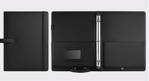 Carpeta de Tapa Dura de Cuero Sintético <span class=keywords><strong>PU</strong></span> con Logotipo Personalizado, Encuadernada con Hojas Sueltas, con Ranuras Interiores de <span class=keywords><strong>PU</strong></span> y Presilla para Bolígrafo, Cierre con Banda Elástica - Product Image 4