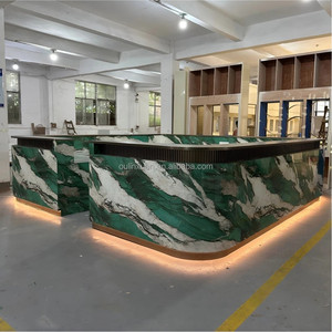 Bancone Reception, Banco Cassa, per Uffici, Hall, Saloni, Cliniche, Negozi al Dettaglio, Centri Commerciali in Quarzite Verde Lapponia - Product Image 4