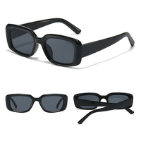 Lunettes de soleil carrées rétro DL UV400 à monture intégrale bleu rose