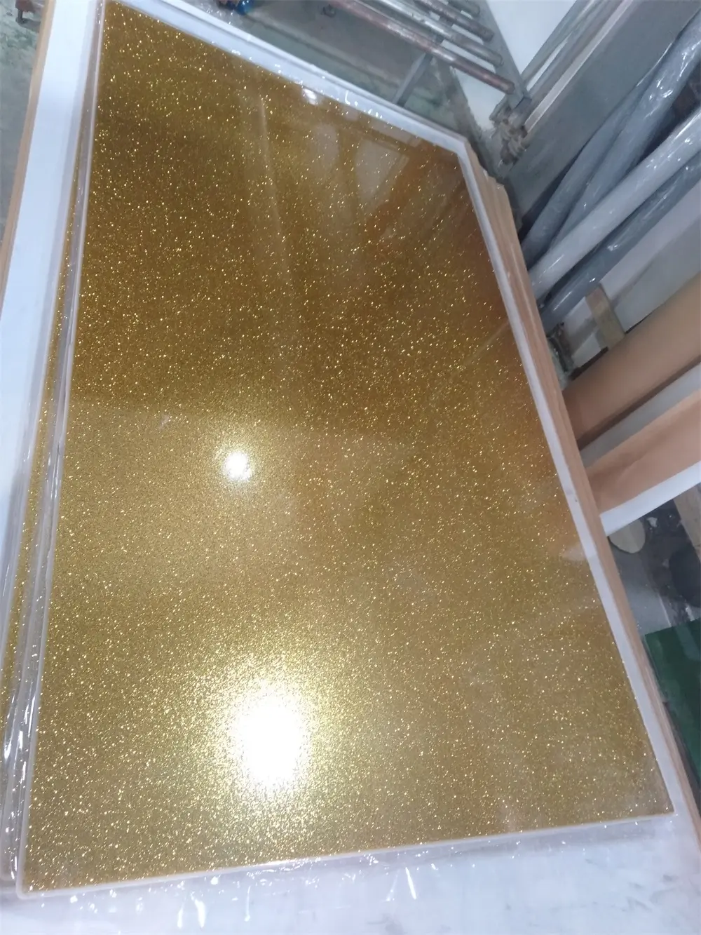 Großhandels preis 3mm Thick Light Gold Hoch glänzende Glitter Kunststoff Acryl platte Panel Board