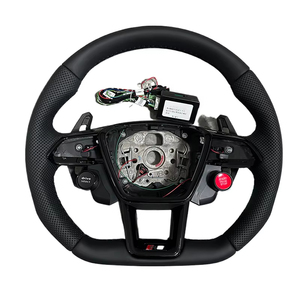 Volante Deportivo de Fondo Plano con Cuero Perforado y Botón de Encendido R8 para <span class=keywords><strong>Audi</strong></span> A6 S6 RS6 A7 S7 RS7 C8 2019-2025, Mejora del <span class=keywords><strong>Interior</strong></span> - Product Image 2