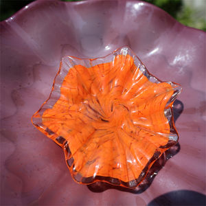 Platos de vidrio soplado naranja con <span class=keywords><strong>estambre</strong></span> blanco para decoración de paredes - Product Image 6