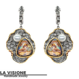 Boucles d'oreilles pendantes pour enfants en argent Tai faites à la main, tendance, avec améthyste et perles de coquille d'ormeau de haute qualité, directement de l'usine exportatrice - Product Image 2