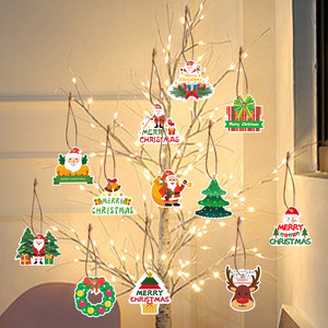 Adornos Navideños de Papel, Decoraciones Impresas en Color, Forma Rectangular, Artículos para Fiestas, Decoración para Árbol de Navidad - Product Image 1
