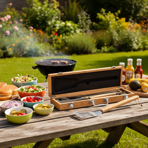 JUNJI Ensemble de grillades gravées l Outil utilitaire pour barbecue l Outil de grillade personnalisé l Cadeau pour homme l Cadeau de mari l Coffret cadeau pour la fête <span class=keywords><strong>des</strong></span> pères - Product Image 4