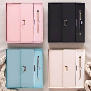 2025 2026 A5 PU Leather PP Notebook Thread Sewing Bound with Three-<b>fold</b> Design <b>Pen</b> Holder & Cardbox - Product Image 2
