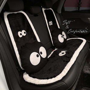 Coussin de siège de voiture mignon de dessin animé, monstre aux grandes yeux, peluche extra douce, housse de siège automne-hiver, ensemble de 3-4 pièces - Product Image 4