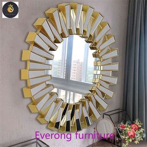 Venta al por mayor de Espejos de decoración de pared de muebles de madera pintados en oro Espejo de pared dorado Espejos Miroir Muebles Meubles Mobles - Product Image 6