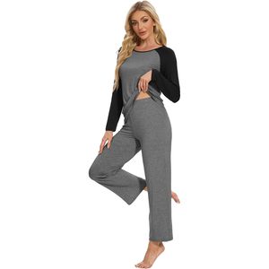 Ensemble de pyjama personnalisé pour femme en viscose de bambou, haut à manches raglan et pantalon, vêtements de nuit légers, tailles S à XXL - Product Image 5