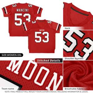 Custom <b>Red</b> White-Black Classic Style Mesh Authentic <b>Football</b> Jersey - Product Image 5