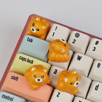 Capuchons de touches 3D Shiba Inu imprimés en résine, peinture artisanale, décoration de touches de clavier mignonnes de dessin animé, capuchons de touches en résine DIY