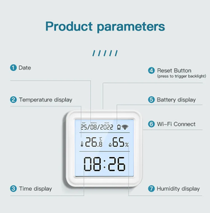 Thermomètre hygromètre intelligent pour intérieur, <span class=keywords><strong>Tuya</strong></span> WIFI, numérique, température et humidité, blanc, résolution 0,1°C, Alexa, Google, ABS, OEM, ODM - Product Image 3