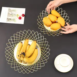 Cocina creativa malla de metal plato de fruta Acero inoxidable Alambre De Oro cesta de fruta