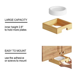 9-inch Bamboo and Wood Kitchen Hanging Disposable Paper <b>Plate</b> Dispenser, Cake <b>Plate</b> Storage <b>Rack</b>, Solid Wood Cabinet Bracket - Product Image 3