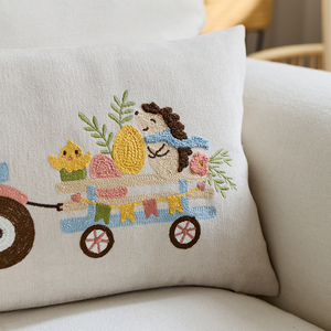Housse de coussin lombaire brodée tuftée de haute qualité, motif lapin de Pâques, en coton décoratif pour <span class=keywords><strong>canapé</strong></span> - Product Image 4