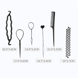 6 pièces Topsy cheveux queue outil Rat queue peigne ensemble <span class=keywords><strong>tresses</strong></span> boucle outils bricolage coiffure cheveux tressage outils - Product Image 6