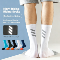 Chaussettes de cyclisme réfléchissantes 2026 pour hommes, en nylon, séchage rapide, respirantes, pour la conduite nocturne, vélo de route, antidérapantes, vêtements de sport