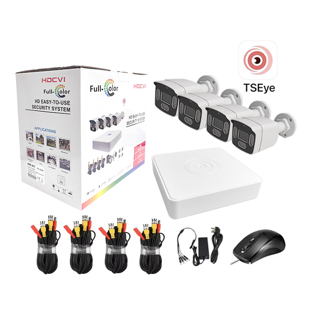 Outdoor 4CH 2MP Hd Full Color Night Vision Motion Detection IP67 Bullet AHD XVR DVR Camera Kits Security CCTV System Camera