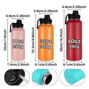 Bouteille d'eau sport en acier inoxydable 18oz 32oz avec logo personnalisé, écologique, à double paroi isolée sous vide, avec paille et brosse - Product Image 2