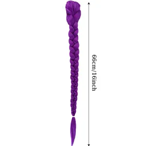 Cola de Caballo Sintética Trenzada Morada para Disfraces Infantiles, Cola de Caballo de 26 Pulgadas de Largo con Pinzas para Niñas, Halloween, Navidad - Product Image 5