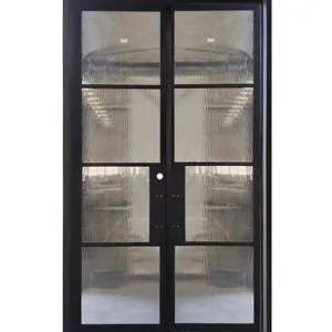 Herrajes para puerta de Granero, herrajes de hierro forjado para puerta de seguridad exterior, estilo contemporáneo, resistente, doble puerta de acero