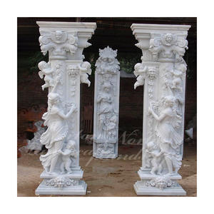 ديكور الحديقة حجر جيري روماني عتيق ديكور بوابة رخامية مع تماثيل نسائية أسعار تصميم - Product Image 2