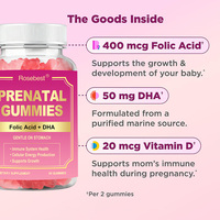 Complément alimentaire multivitaminé pour femmes enceintes Rosebest Private Label Vegan Pectin avec acide folique et huile de poisson Oméga-3 DHA & EPA