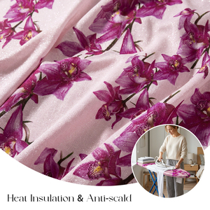 Tessuto in <span class=keywords><strong>Cotone</strong></span> Rivestito in Alluminio con Stampa Floreale di Orchidee, Resistente al Calore per Copri Asse da Stiro - Product Image 2