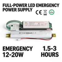 Controlador de Emergencia AC-DC de 12-20W con Certificación CE Rohs para Tubos LED T8, Iluminación Comercial, Batería de Iones de Litio, 1.5H de Autonomía en Emergencias
