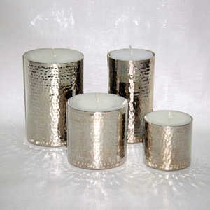 Silver Hammered <b>Candle</b> Single <b>Wick</b> Scented Luxury Soy Wax Minimalist Decor Modern Tabletop Home Fragrance Elegant Gift - Product Image 1