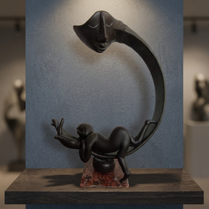 Escultura de Cerámica Art Deco Hecha a Mano |   Figura Abstracta para Decoración del Hogar |   Regalo Ecológico Nórdico para Diwali - Product Image 2