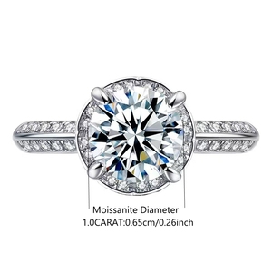 Anillo de Plata de Ley 925 con Moissanita de 1 Quilate, Diseño de Flor en Dos Tonos, para Dama y Caballero, Anillo de Compromiso, Boda, Propuesta de Matrimonio, a la Moda - Product Image 5