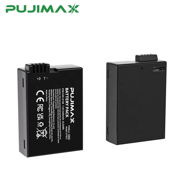 PUJIMAX 2 Pcs 7.4V 2100mAh USB C Charging Li-ion Rechargeable LP-E8 Camera Battery for Canon EOS 550D 600D Kiss X4 X5 X6 X7i