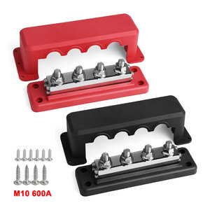 Barre omnibus M10 600A 4 canaux, rouge, noir, nickelé, en cuivre, pour borne de recharge - Product Image 4