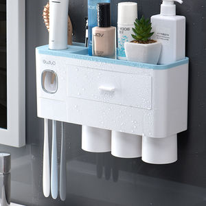 Soporte de pared para cepillos de dientes y dispensador de pasta dental de plástico, organizador de almacenamiento de pared para baño, ¡el más vendido! - Product Image 5