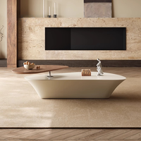 Ensemble de table basse ovale en bois brun Wabi Sabi pour hôtel et salon