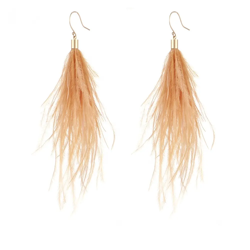 New style Ostrich Feather Earrings 3-color female suspension Earrings retro fashion jewelry original design wholesale
