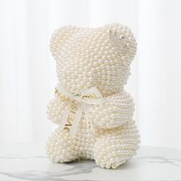 Ours en peluche rose perlé brillant, coffret cadeau, prix de gros, fleur artificielle, ours en rose à bulles de diamant