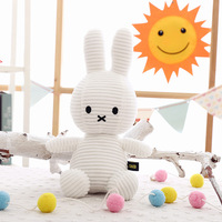 Peluche lapin Miffy rayé mignon de 28 cm, super douce, rembourrée en coton PP, poupée apaisante pour enfants, cadeau d'anniversaire