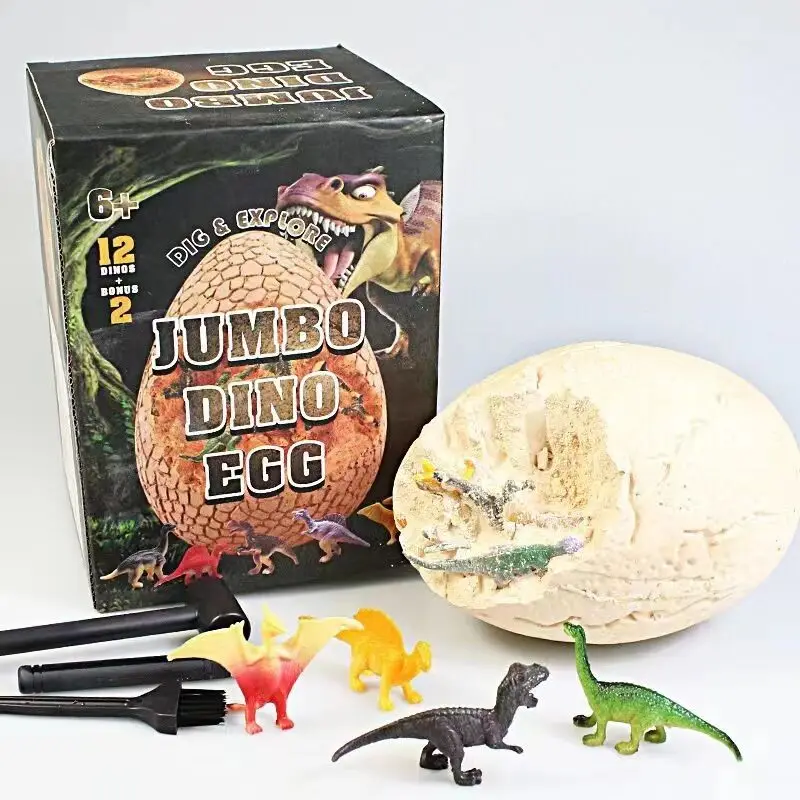 EPT Dig Kit telur Dino, mainan telur dinosaurus kejutan besar unik pemutus fosil telur Paskah