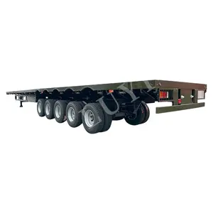 LUYI 5/トライアクスル60トン20/40フィートFTコンテナ配送フラットデッキハイベッドプラットフォームトライアクスルフラットベッドトラックセミトレーラー