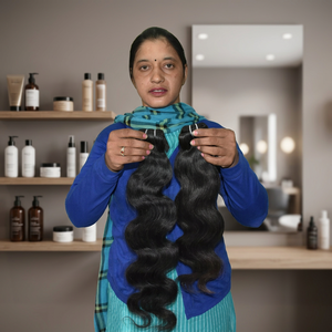 Venta al por mayor 100% Cutícula Alineada Virgen Extensiones de Cabello Humano Indio Completo Negro Bodywave Bundles Cabello Humano Barato - Product Image 1